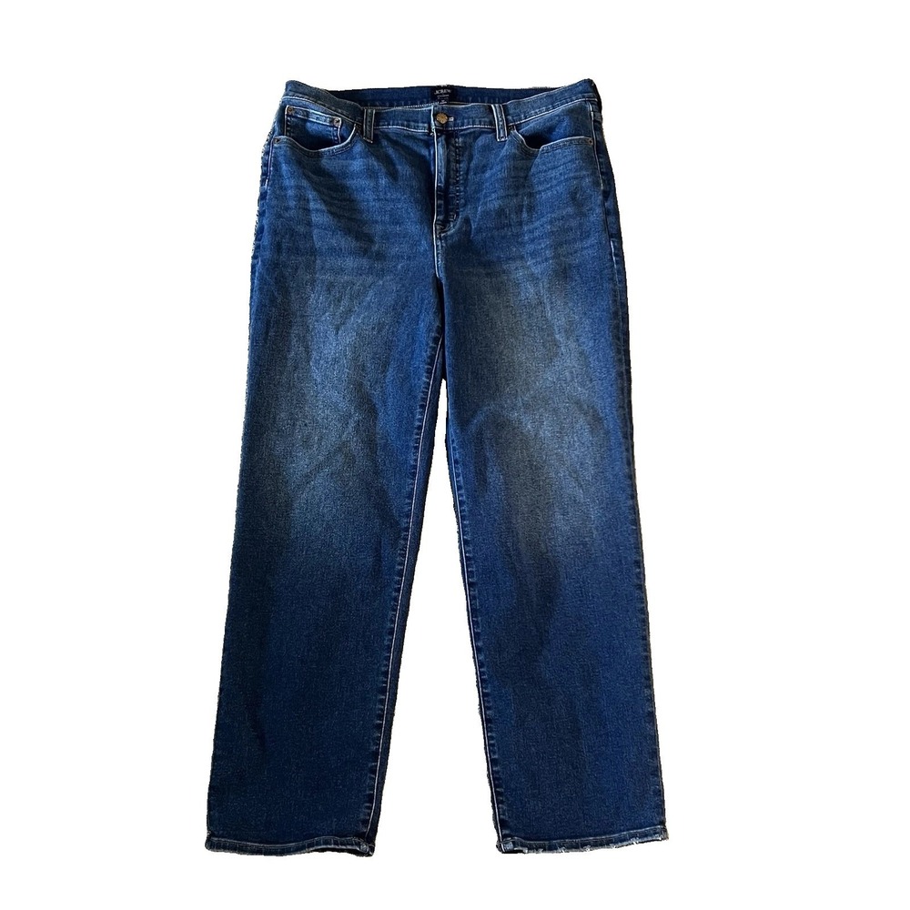 J.Crew Stovepipe Wide Leg Jeans Women's Size 32 Dark Wash Stretch Denim